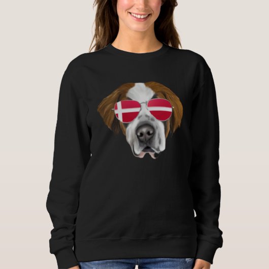 Danish Flag St Bernard Dog Denmark Pocket スウェットシャツ (正面)