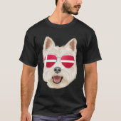 Danish Flag West Highland White Terrier Dog Denmar Tシャツ (正面)