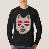Danish Flag West Highland White Terrier Dog Denmar Tシャツ (正面)