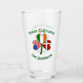 Danish Irish American Flags Shamrock Personalized  タンブラーグラス (正面)