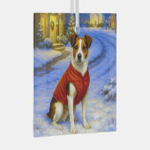 Danish-Swedish Farm Dog Holiday Card ガラスオーナメント (正面右)