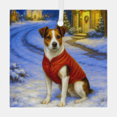 Danish-Swedish Farm Dog Holiday Card ガラスオーナメント (裏面)