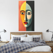 Danishq表現ミニマル鮮やかリスト顔 キャンバスプリント (インサイチュ (寝室))