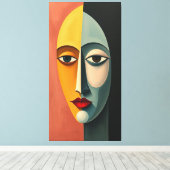 Danishq表現ミニマル鮮やかリスト顔 キャンバスプリント (インサイチュ (ウッドフロア))