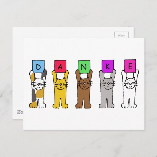 Dankeドイツ感謝していの猫たち ポストカード (正面/裏面)