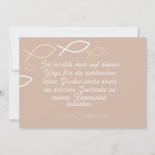 Dankeskarte Kommunion / Konfirmation Fischschwarm 招待状 (裏面)