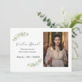 Dankeskarte Kommunion / Konfirmation weiß Zweig 招待状 (スタンド正面)