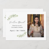 Dankeskarte Kommunion / Konfirmation weiß Zweig 招待状 (正面/裏面)