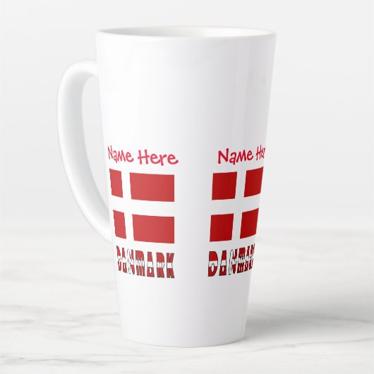 Danmark Dannebrog Red Personalization カフェラテマグ (左アングル)