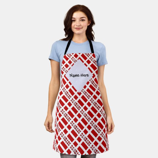 Danmark og Dannebrog Tiled with Your Name エプロン (着用した状態)