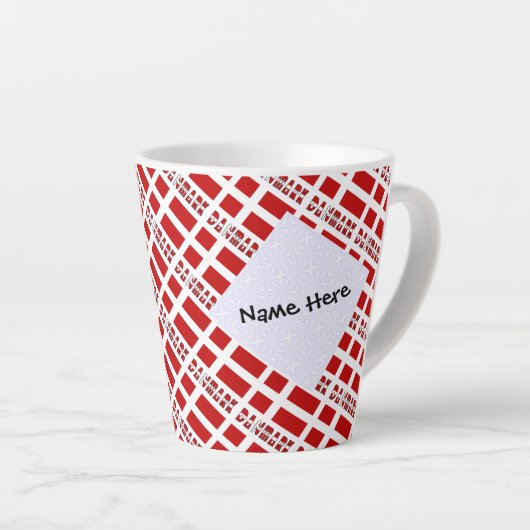 Danmark og Dannebrog Tiled with Your Name カフェラテマグ (右アングル)
