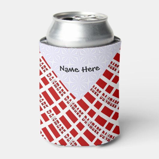 Danmark og Dannebrog Tiled with Your Name 缶クーラー (缶正面)