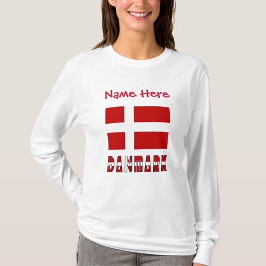 Dannebrog o Danmark Red Personalization Tシャツ (正面)