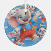 Danny and Dave elephant and panda Funtime Christma ガラスオーナメント (正面)