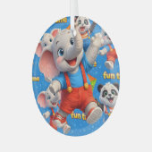 Danny and Dave elephant and panda Funtime Christma ガラスオーナメント (正面左)