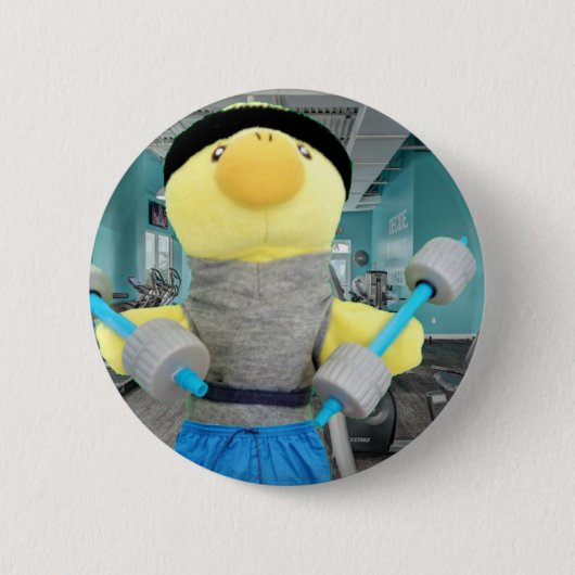 Danny Duck in the Gym 缶バッジ (正面)