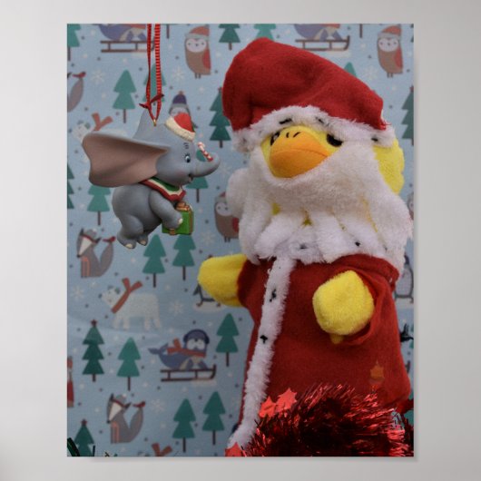 Danny Duck Santa. ツリーオーナメントポスター ポスター (正面)