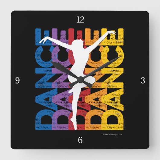 Danse et Lettres (Dance) Square Wall Clock スクエア壁時計 (正面)