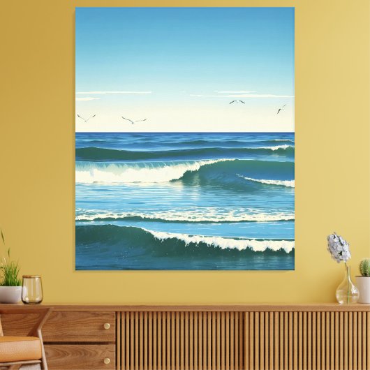 Dansende Golven onder de Hemel キャンバスプリント (インサイチュ (リビング))