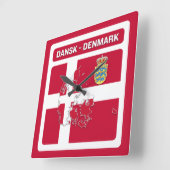 Dansk Denmark Flag スクエア壁時計 (傾斜)
