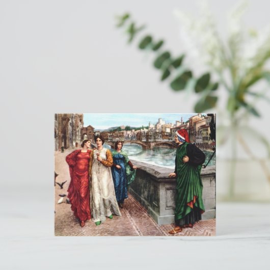 Danteはフィレンツェの芸術の絵画のビアトリスに会います シーズンポストカード (スタンド正面)