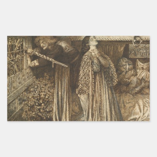 Dante Gabriel Rossetti - Sir Launcelot 長方形シール (正面)