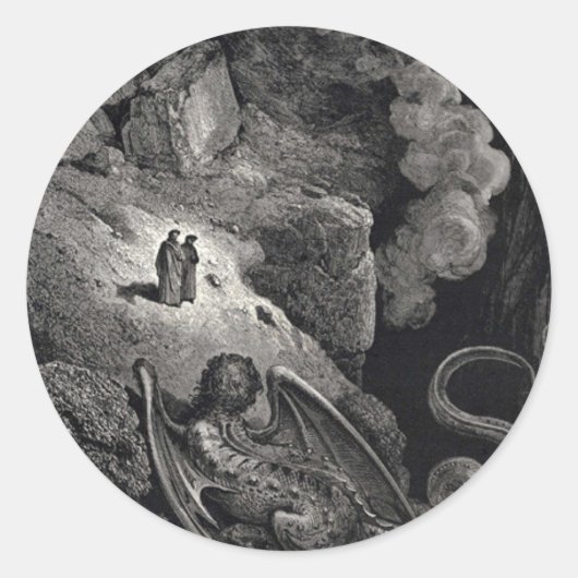 Dante & Virgil with Geryon Stickers ラウンドシール (正面)