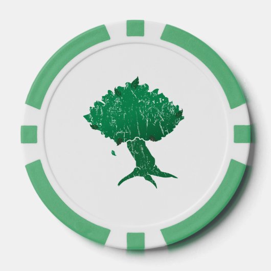 DAoCハイバーニアクレイトランプのポーカーチップ、グリーンエッストライプのジ ポーカーチップ (正面)