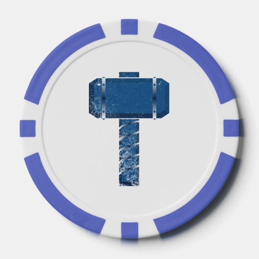 DAoCミッドガード粘土トランプのポーカーチップス、ブルーエッストライプのジ ポーカーチップ (正面)