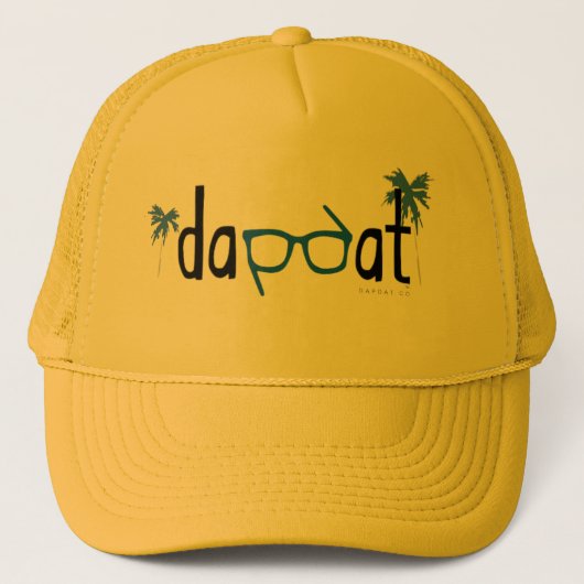 DapDat_Logo_Glasses_Palms_Trucker_Hatティール（緑がかった色）_ キャップ (正面)