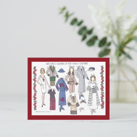Daphneの20年代のアールデコの女性 ポストカード (スタンド正面)