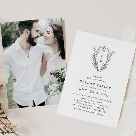 DAPHNEクラシック白黒フローラ結婚写真 招待状