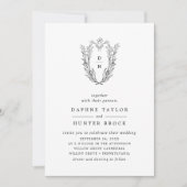 DAPHNEクラシック白黒フローラ結婚写真 招待状 (正面)