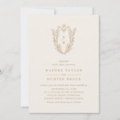 DAPHNEシンプルヴィンテージクリーム金ゴールド結婚ズ 招待状 (正面)