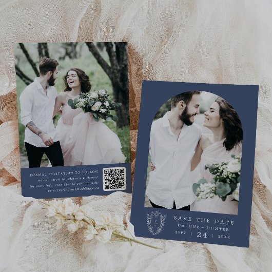 DAPHNEダークブルーホワイトボタニッモダンク結婚ズ セーブザデート