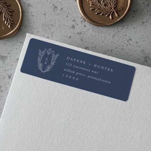 DAPHNEダークブルーミニマル差出人住所ラベル ラベル