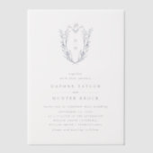 DAPHNEネイビーブルーボタニカルシンプルエレガントウェディング ベラム紙招待状 (正面)