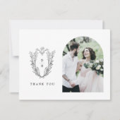 DAPHNEフラット白黒ミニマル結婚リストフォト サンキューカード (正面)