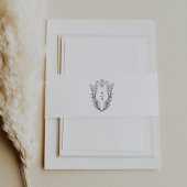 DAPHNEフローラクレスト白黒ミニマル結婚リスト 招待状ベリーバンド