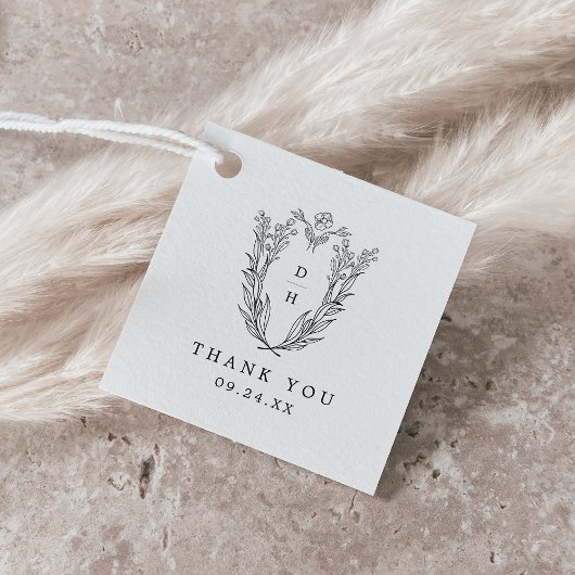 DAPHNEフローラシンプル白黒結婚の感謝 フェイバータグ