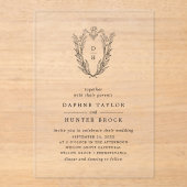 DAPHNEフローラモノグラムクラシックヴィンテージウェディング アクリル招待状 (正面)