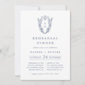 DAPHNEホワイトブルーエレガントシンプルリハーサルディナー 招待状 (正面)