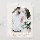 DAPHNEミニマリストクリーム金ゴールドボホヴィンテージウェディング セーブザデート (正面)