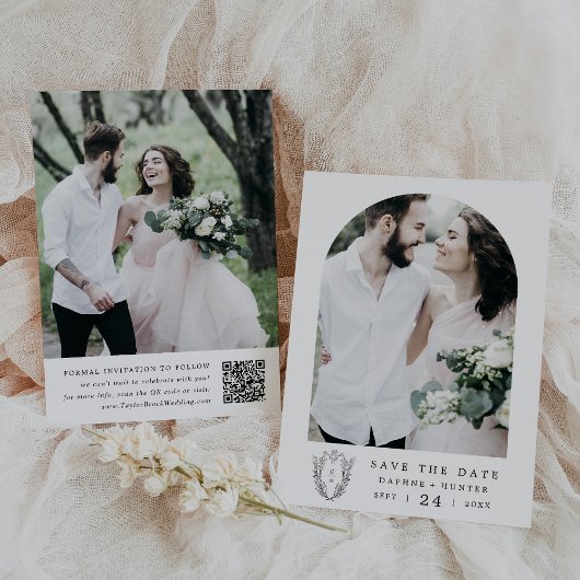 DAPHNE白黒フローラクレストミニマル結婚リスト セーブザデート