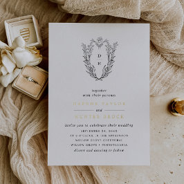 DAPHNE白黒金ゴールドモノグラムグリーン結婚リーズ 箔招待状
