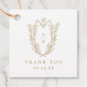 DAPHNE金ゴールドホワイトシンプルクレスト結婚サンキュー フェイバータグ (正面)