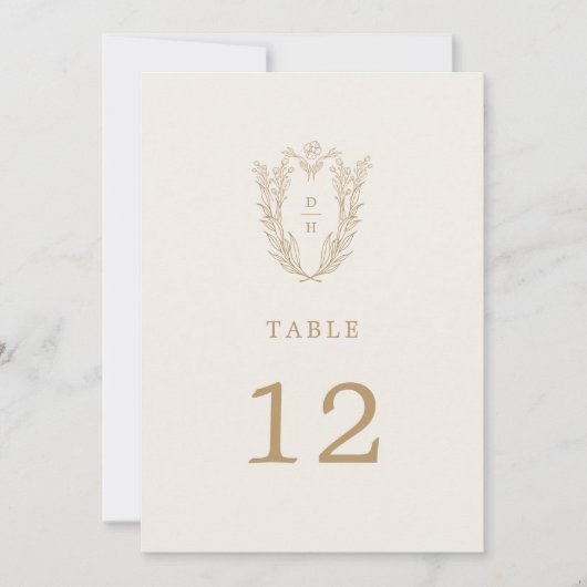 DAPHNE エレガントCream金ゴールド結婚のテーブル番号 招待状 (正面)