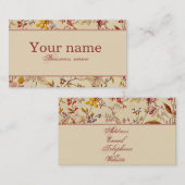 Daphne、ヴィンテージ・かわいらしフローラ・ビジネス・カード 名刺 (正面/裏面)