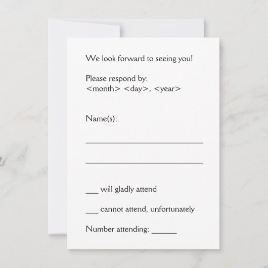 Dapper、シンプルSystem & Basic "R.S.V.P." カード (裏面)