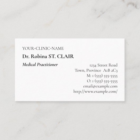 Dapper、ヘルスケア・スペシャリスト・ビジネス・カード 名刺 (正面)